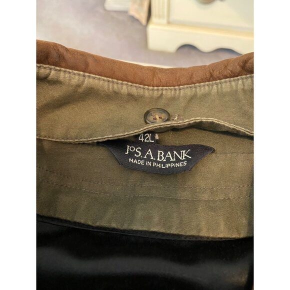 Jos. A. Bank Olive Green Trench Coat w/ Belt Brown Corduroy Collar - Picture 6 of 14